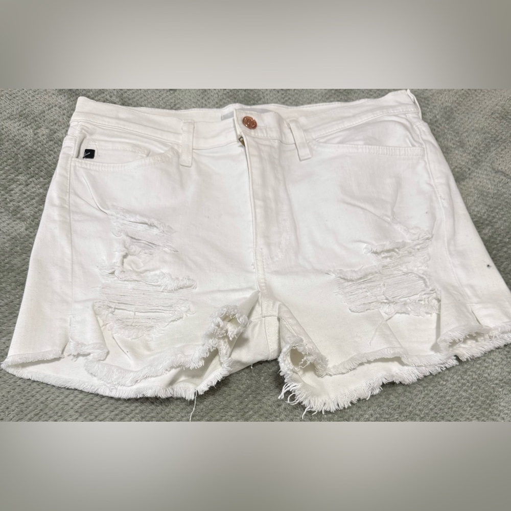 KanCan White Frayed Jean Shorts